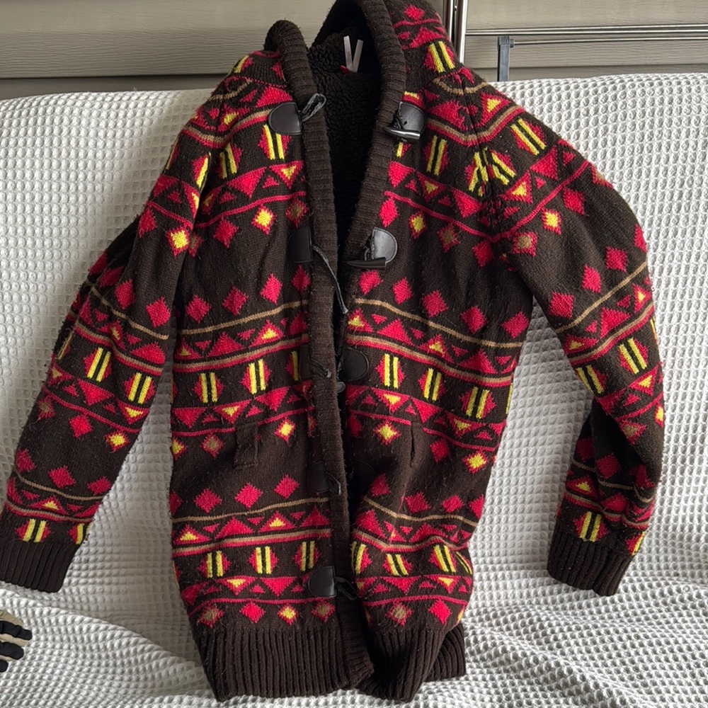 Brown and Red Patterned Winter coat